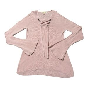 Y2K Pink Michael Kors Lace-Up Sweater